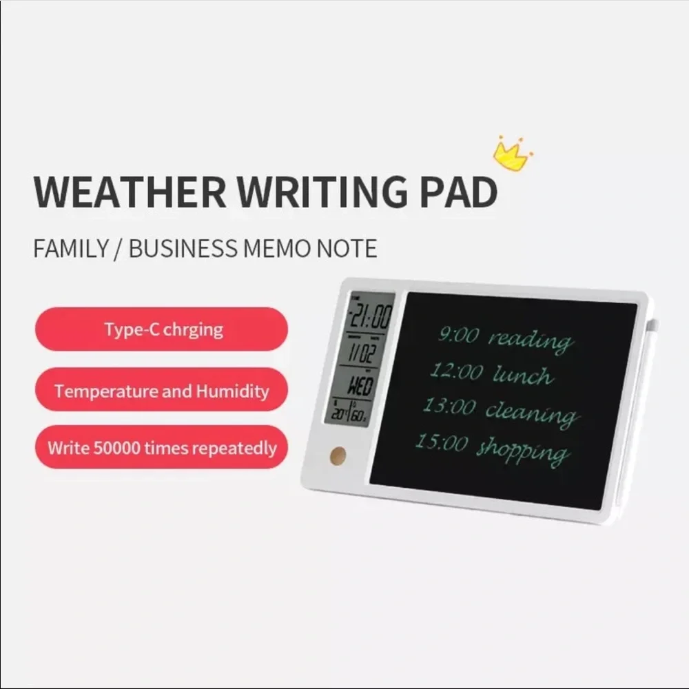Drawing Pad 9.5 In Temperature Humidity Display Electronic Calendar Tablet Board